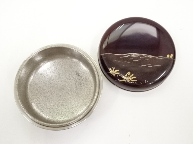 道具 ] - 道具 岡本漆専堂造 溜塗内銀梨地香合（共箱） | ネット